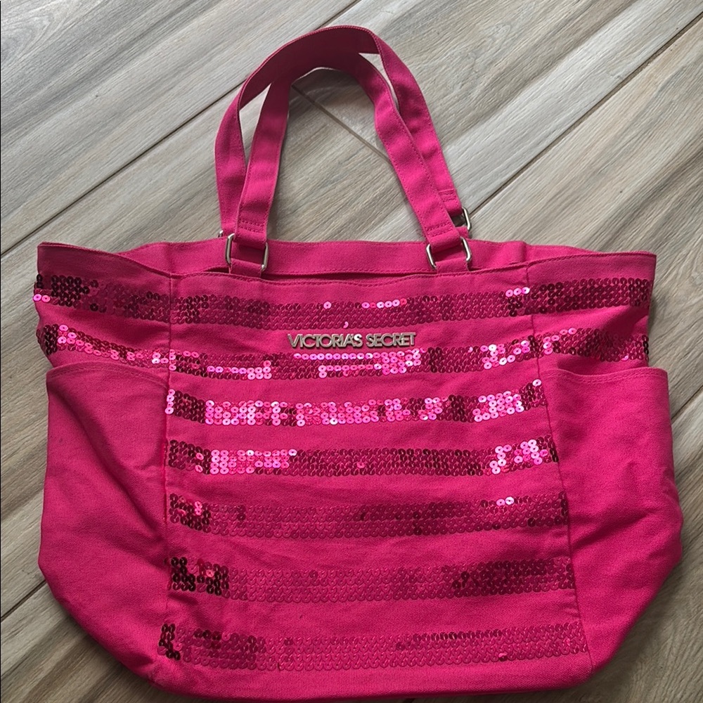 Vintage Victoria's Secret Pink Glossy Tote Bag